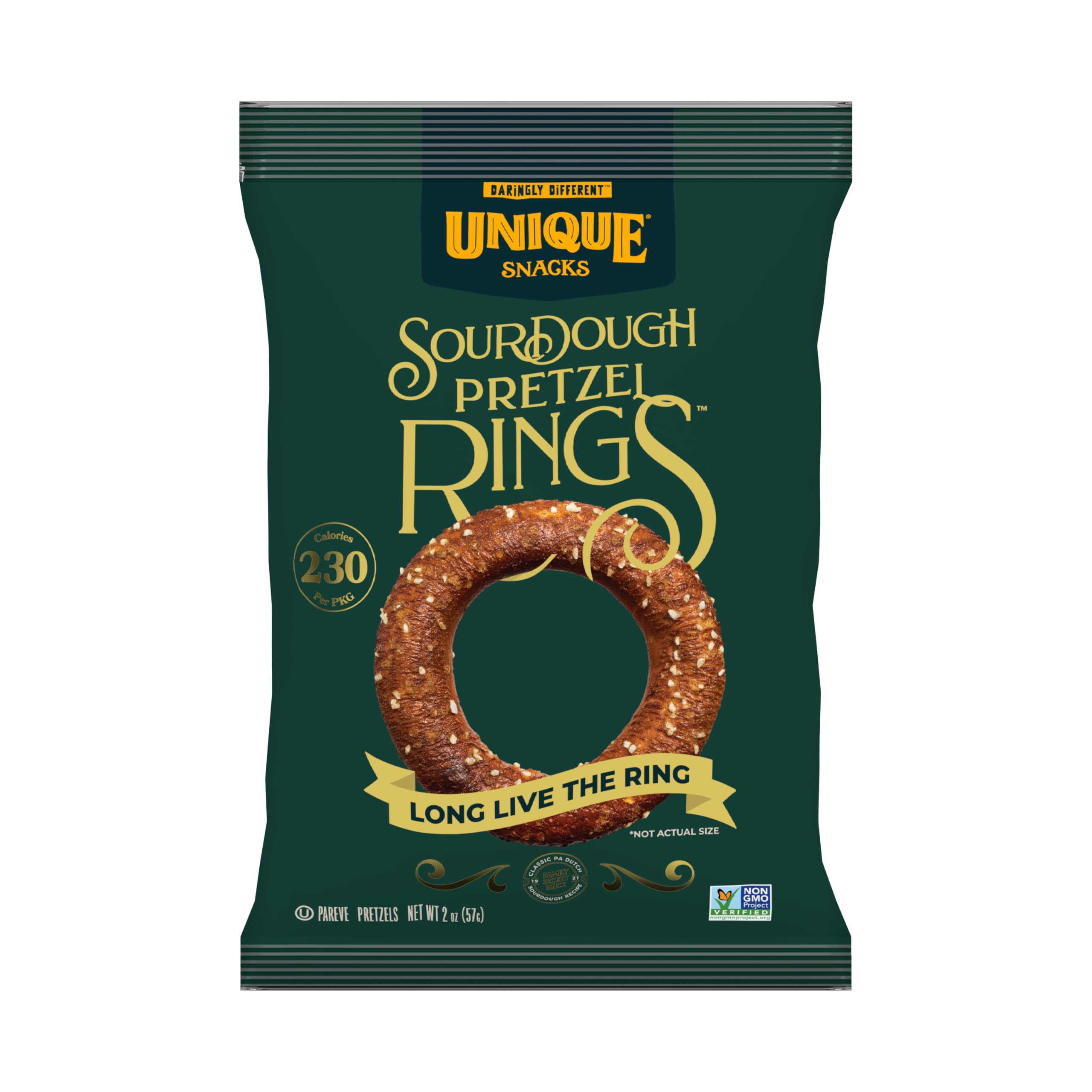 Unique Snacks Sourdough Craft Beer Pretzel Rings, Delicious Homestyle Baked Snack Bag, Vegan, OU Kosher, and Non-GMO Food, No Artificial Flavor, 2.12 Oz. Bag, Pack of 24