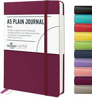STATIONERY ISLAND Notizbuch A5 Blanko, Journal Hardcover mit 120 g/m² Dickem Papier, 180 Seiten Tagebuch, Notebook a5 für Mädchen, Reisetagebuch, Planen, Lernen, Schreiben