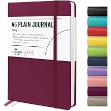 STATIONERY ISLAND A5 Plain Notebook,Hardcover Journal Unlined with 120gsm Premium Thick Paper, 180 Pages Hardback Blank Notebook for Writing, Working, Study, Planning, Diary, Journaling