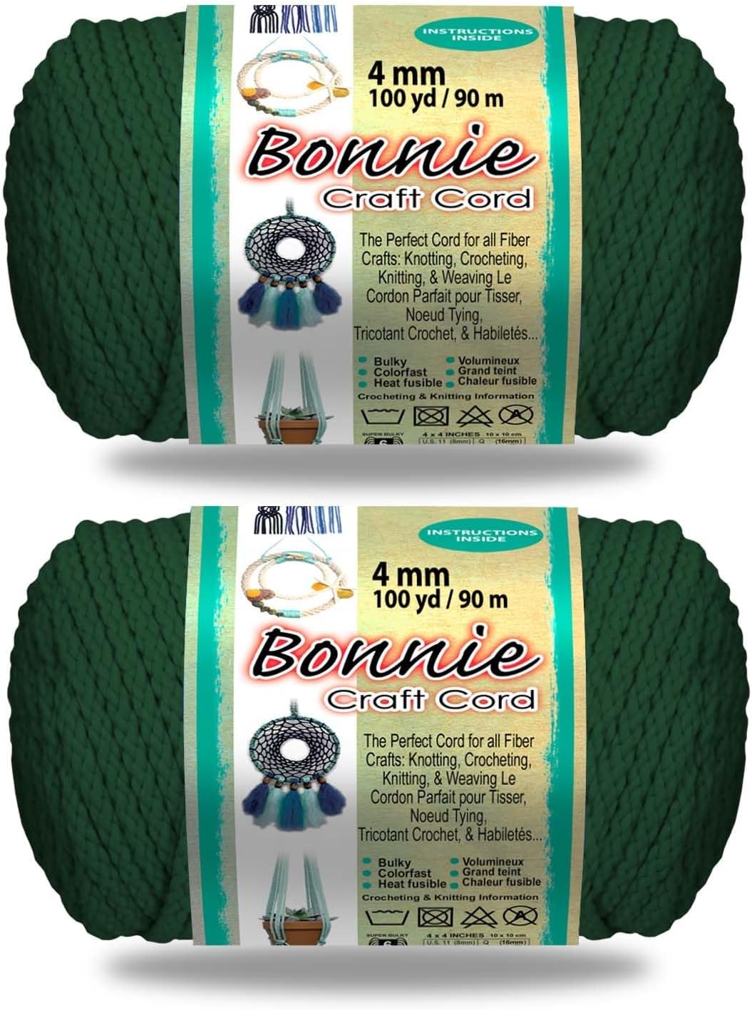 Bonnie Macram&eacute;コード 2パック - 4mm - 長さ100ヤード