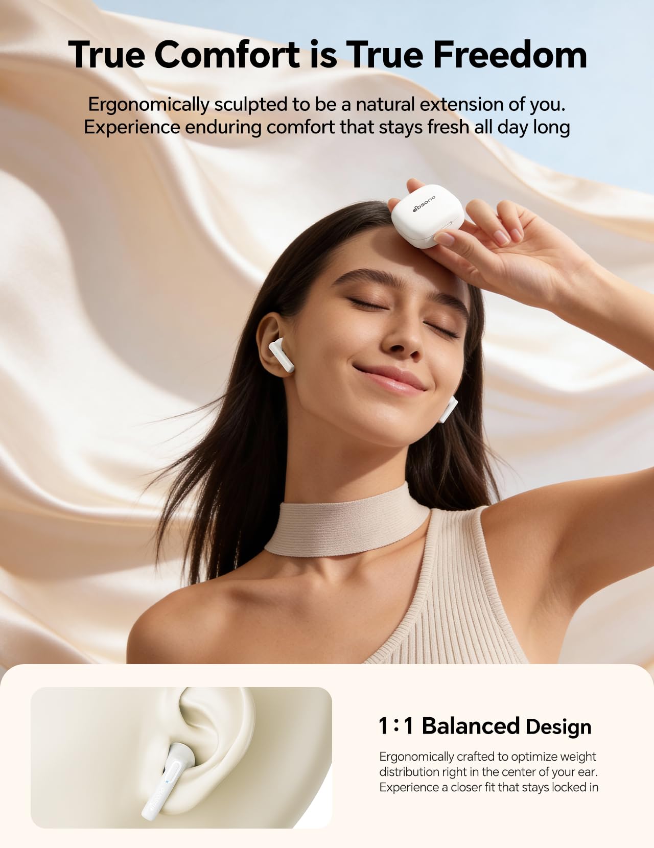 True Wireless Earbuds Bluetooth Headphones: Ultra-Lightweight Bluetooth Earbuds for All-Day Comfort, Waterproof TWS Ear Buds with Mic, 25H Playtime, Earphones for iOS/Android, Work, Commute, Study