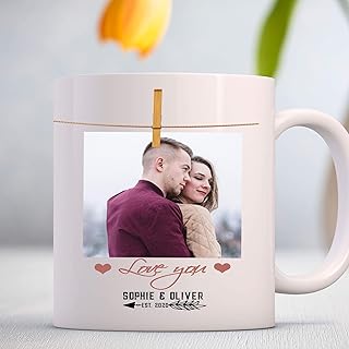Photo & EST Year printed Couple Personalized Mug, Mug for Couple, Coffee Mug, Photo Customized coffee Mug, Customizable Coffee Mug, Mug for her, Mug for Him, Birthday Gift Mug,