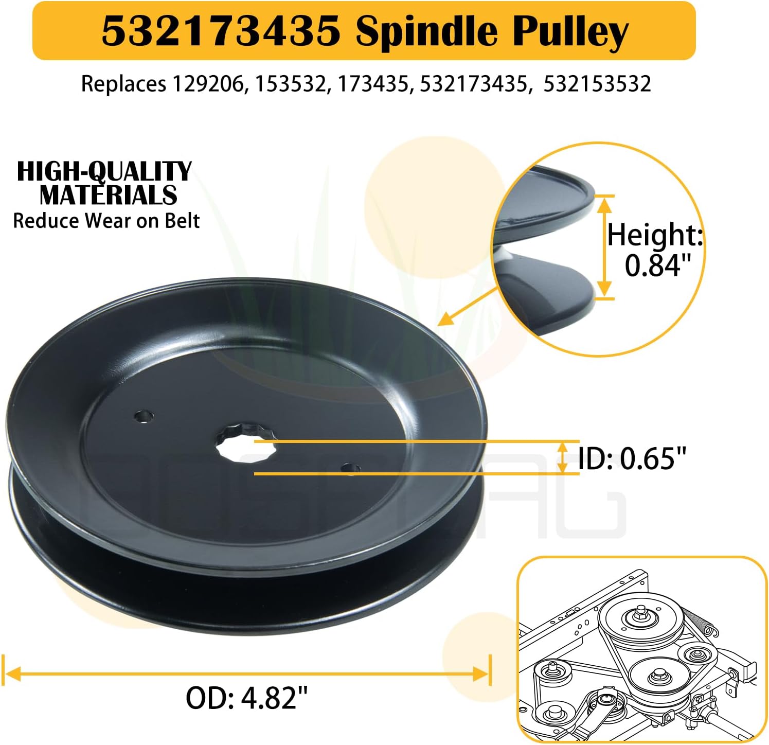 3 Pack 587819701 spindle assembly kit with 153532 pulley 532196106 532196104 532177968 Pulley 593773401 Belt Replace 532187281 587820301 587253301 532187292 532192870 21549012 587125401 192872