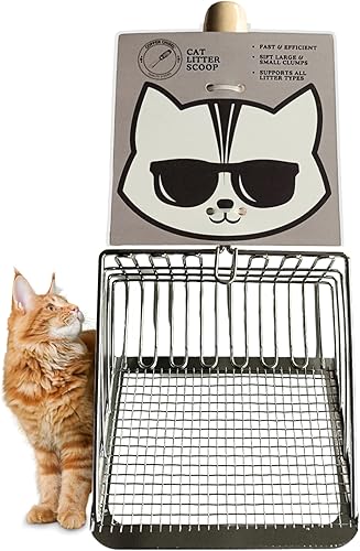 Miniatura 7 de Accesorios para recoger arena para gatos de interior, cuchara de arena de metal resistente para caja de arena multicat con filtro para arena de