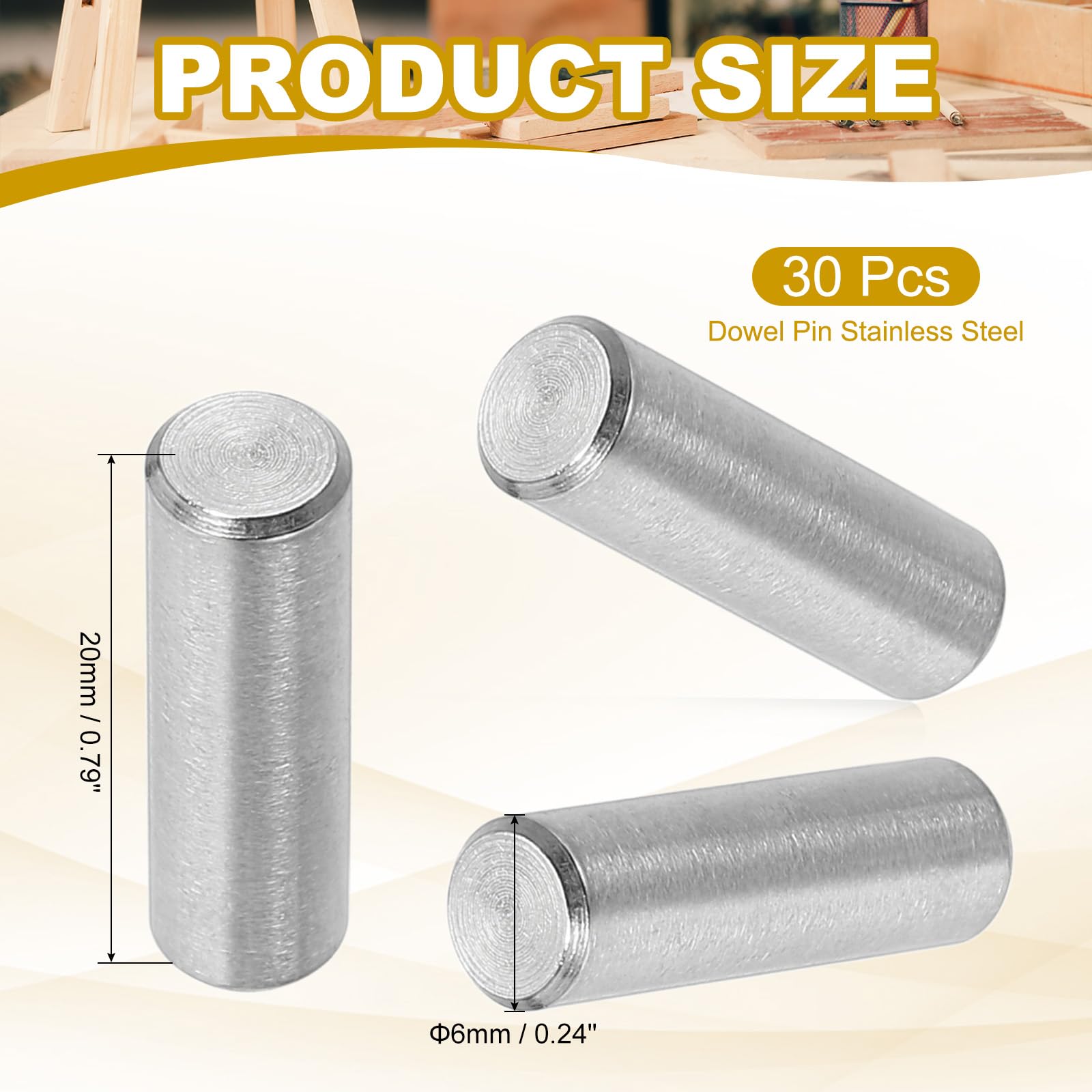 PATIKIL 6mm x 20mm Dowel Pin Stainless Steel - Image 2