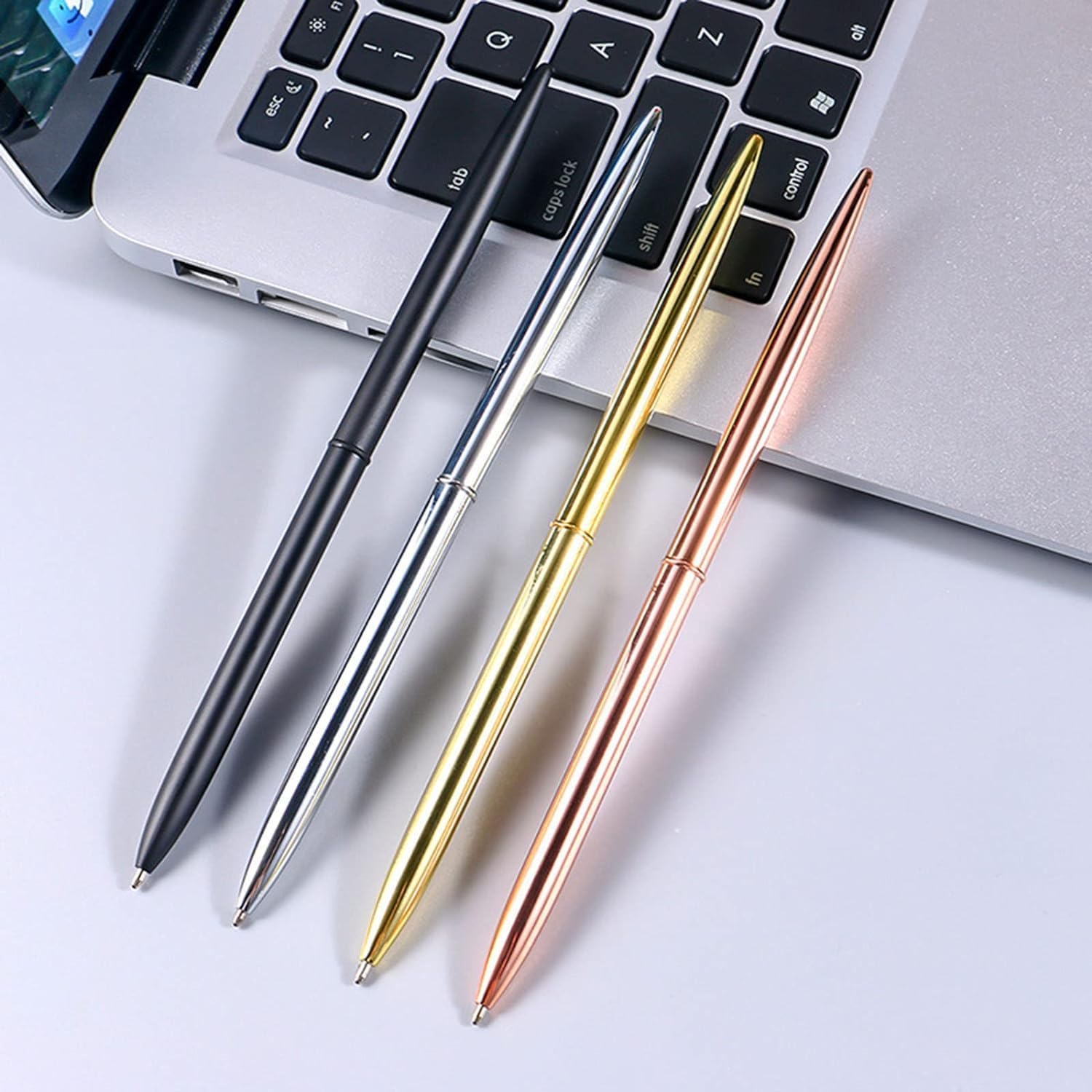 SquarezhenBo Gold Pen Round Pen Holder Signing Set Metal Attached To Desk Base Stands For Wedding Office Pens Ballpoint Pens Set Metal Ballpoint Pen Attached Base Stand Desk - Image 3
