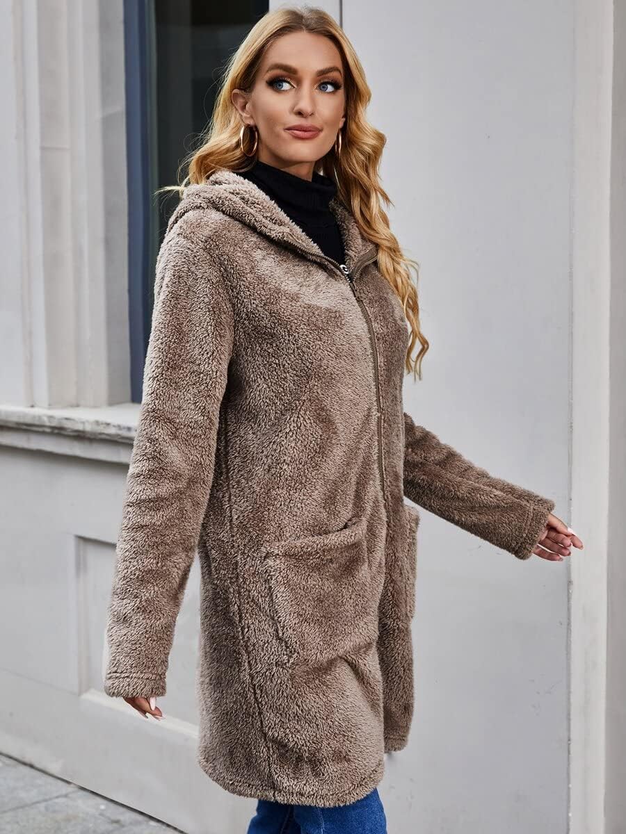 楽天ランキング1位 Color デュアルポケットジッパーフード付きテディコート Tinmiir ティントミア女性の冬の暖かいジャケットのダウン Brown L Size コート ジャケット サイズ S Awacc Org