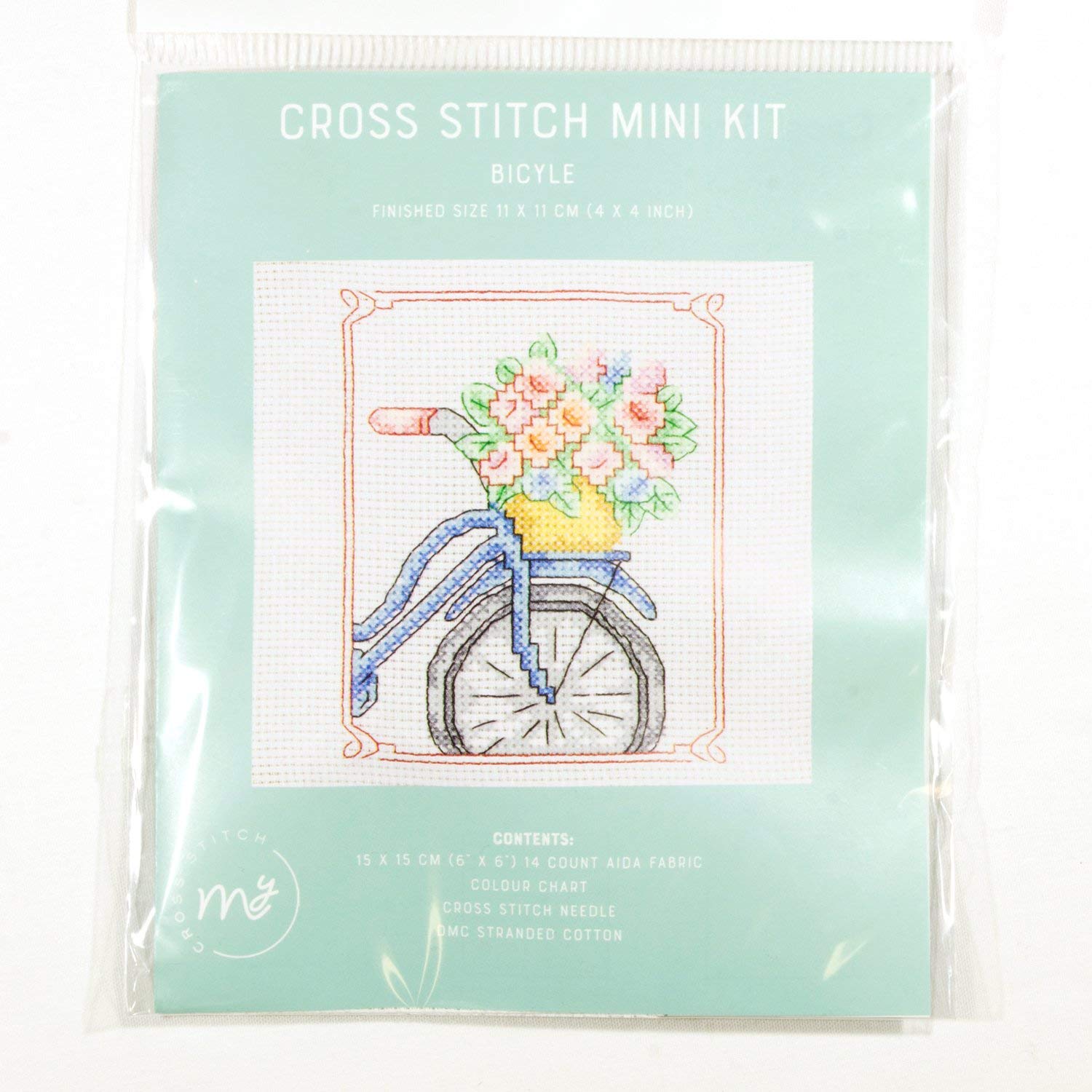 DMC My Cross Stitch - Cross Stitch Mini Kit - Bicycle and Flowers - by Creative World of Crafts