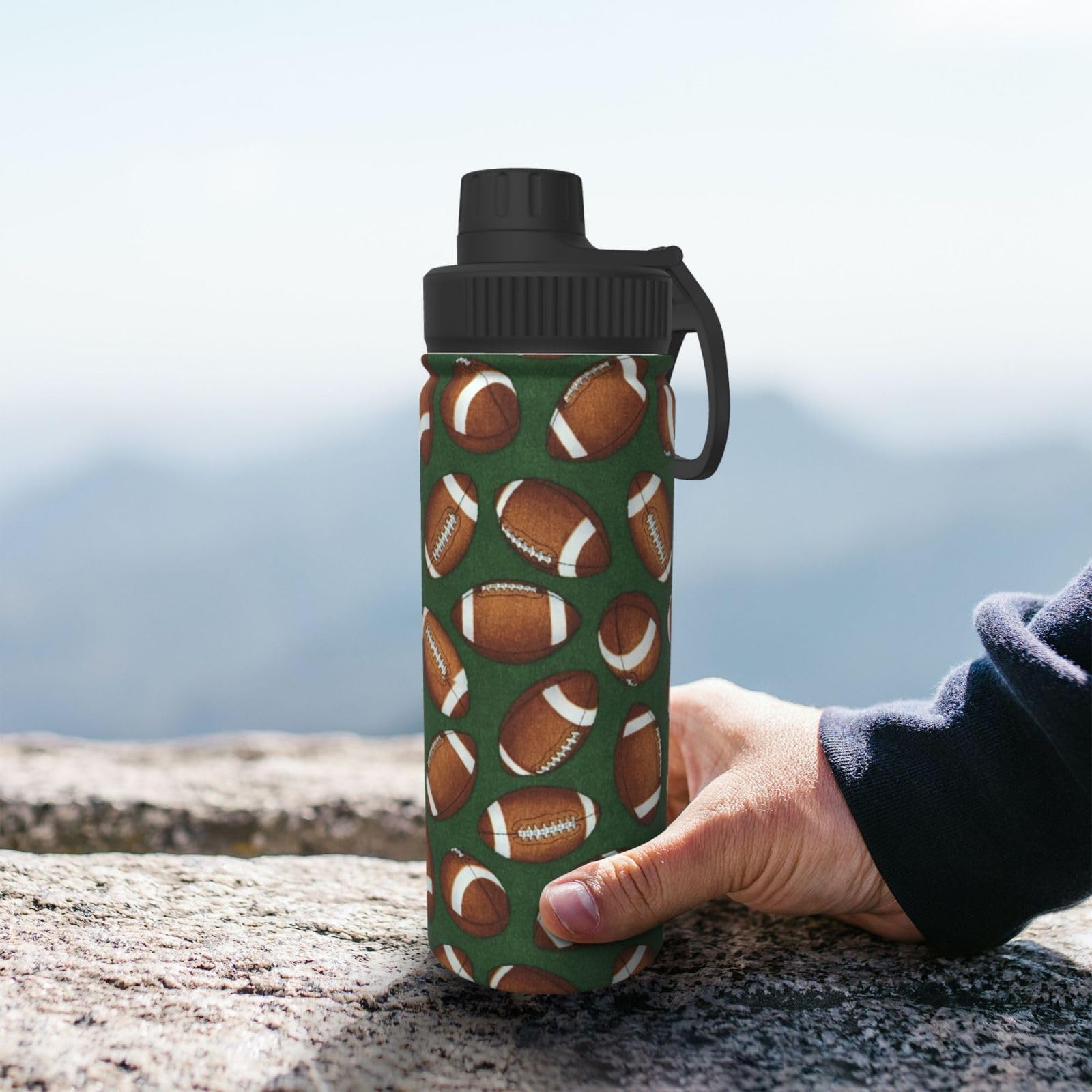 Sport-Trinkflasche, 530 ml, mit Fußballmotiv, Grün