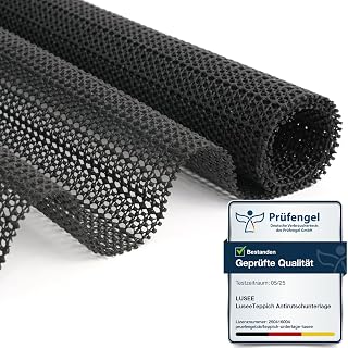 LUSEE Antirutschmatte für Teppich, 60×120 cm, rutschfeste Teppichunterlage, Luftdurchlässig, Zuschneidbar & Wasserdicht, Antirutschunterleger als Bodenschutz für Parkett, Laminat und Fliesen, Schwarz - Amazon product rated Grade B