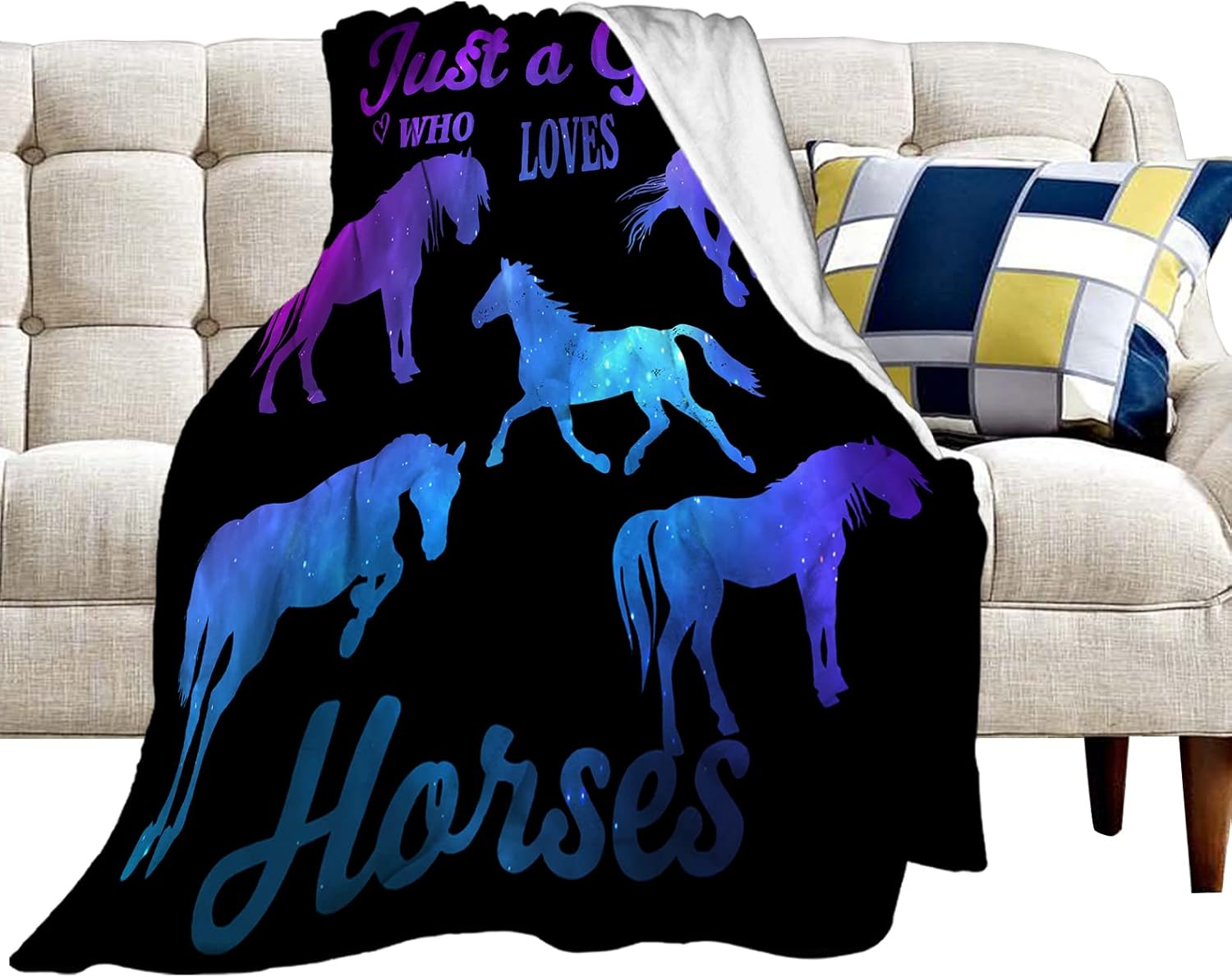 Horse Throw Blanket Ultra Soft Cozy Plush Just A Girl Who Loves Horses Flannel