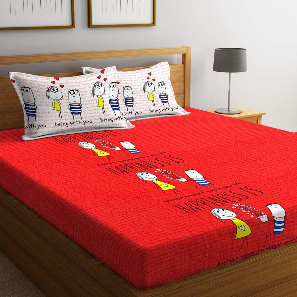 Portico Happiness Printed 3Piece Bedsheet Set 224 x 254 cm Amazon