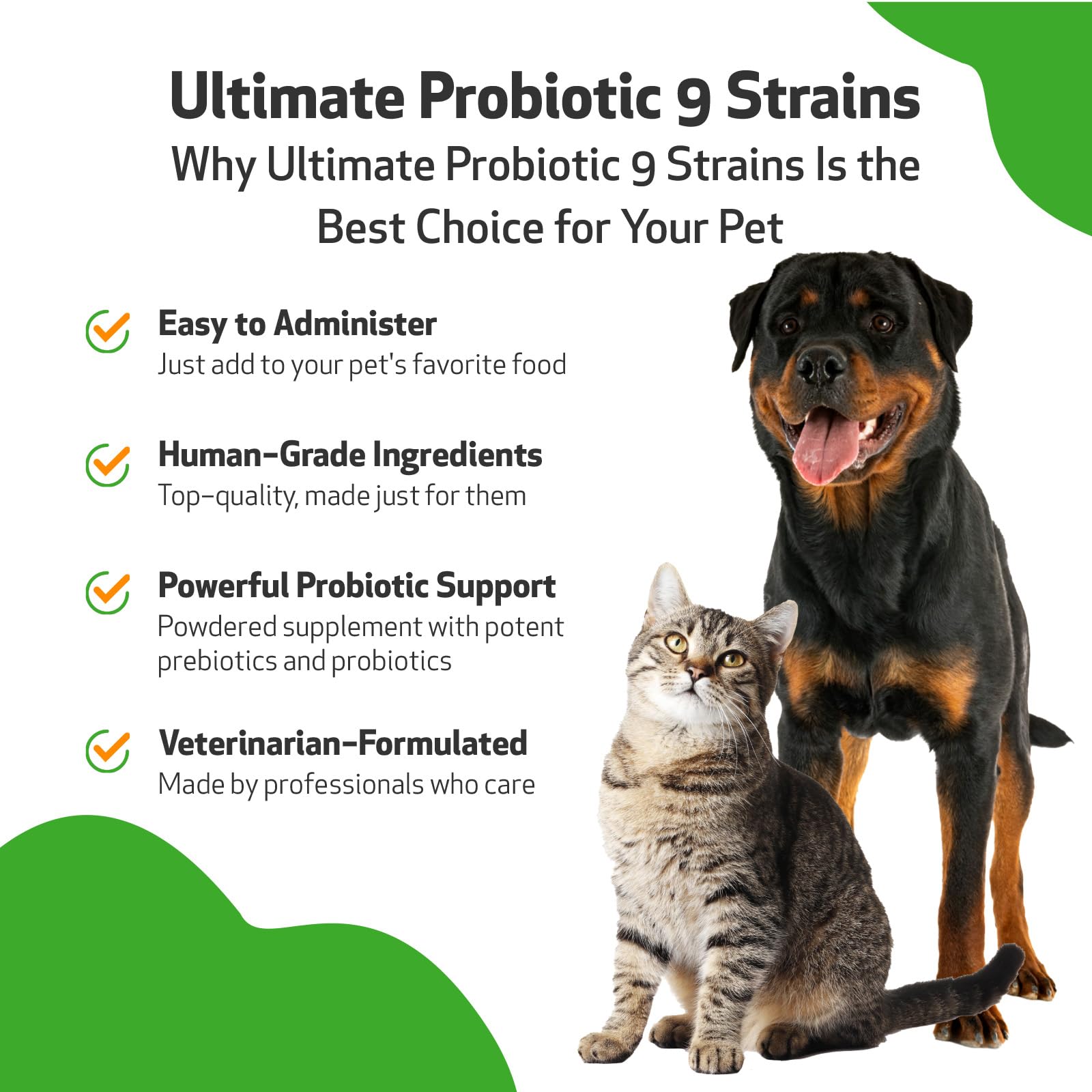 Pet Wellbeing Ultimate Probiotic 9 Strains for Dogs & Cats - Supports the Gut Microbiome and Digestion, Immune System Care, Urinary Tract Health, FOS, 2.5 billion CFU - 5.64 oz (160 g) Powder - Image 4
