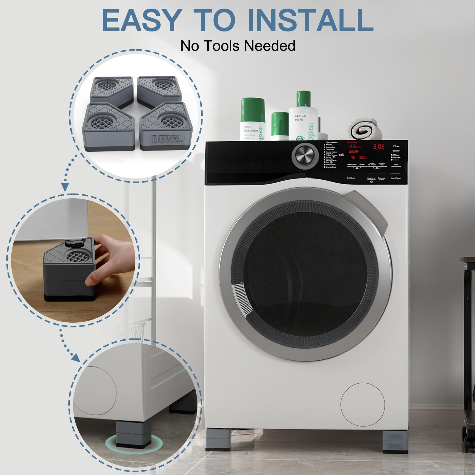 amazon washing machine vibration pads Amazon.com: Anti Vibration Pads for Washing Machine and Dryer (Set of 4) -  Washer Anti Vibration Pads with HexiGrip™ - Washing Machine Accessories &  Leveling Pads