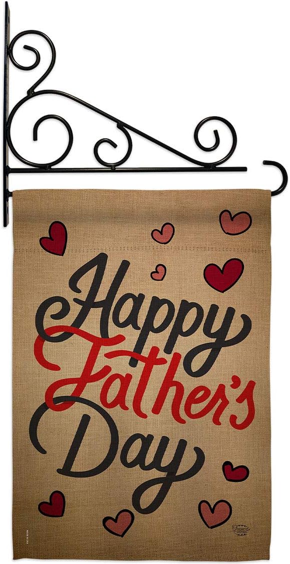 Happy Fathers Day Garden Flag Set Wall Holder Family Father Dad Daddy Papa Grandpa Best Parent Sibling Relatives Grandparent Small Decorative Gift Yard House Banner Made In USA 13 X 18.5
