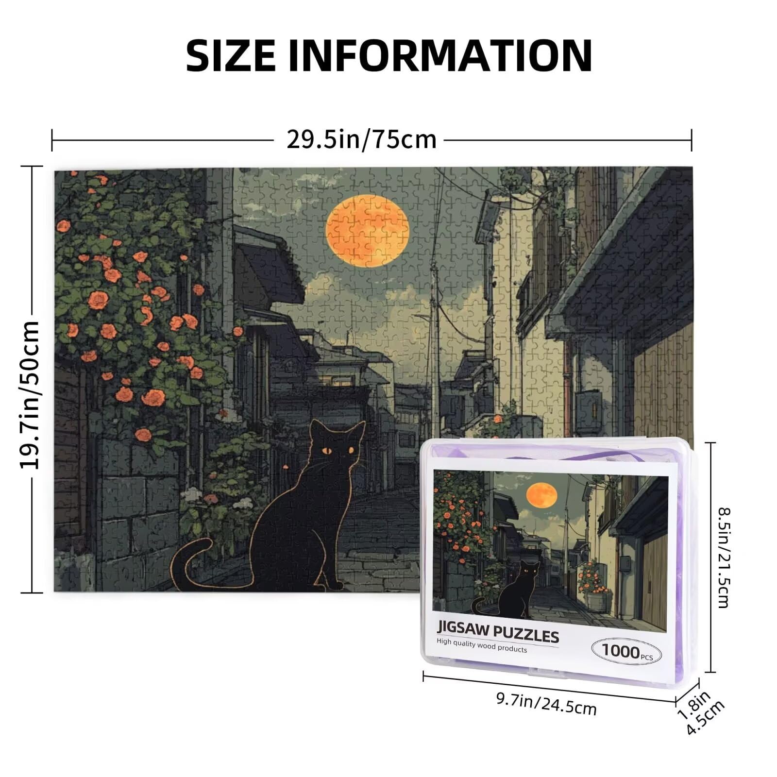 Puzzle kot, 1500 elementów, puzzle uliczne dla dorosłych, z pudełkiem na prezent, duże drewniane puzzle dla dorosłych, gra zręcznościowa dla całej rodziny, prezenty dla kobiet, 87 x 57 cm, 894y