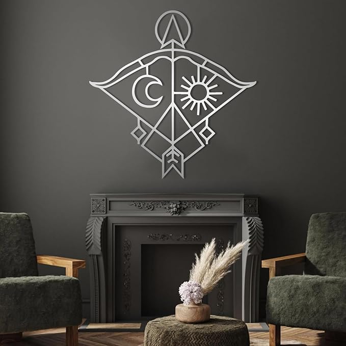 Metal Sun and Moon Wall Decor, Sagittarius Sign Art, Zodiac Home Sculpture, Astrology, Boho Room, Decoration for Living