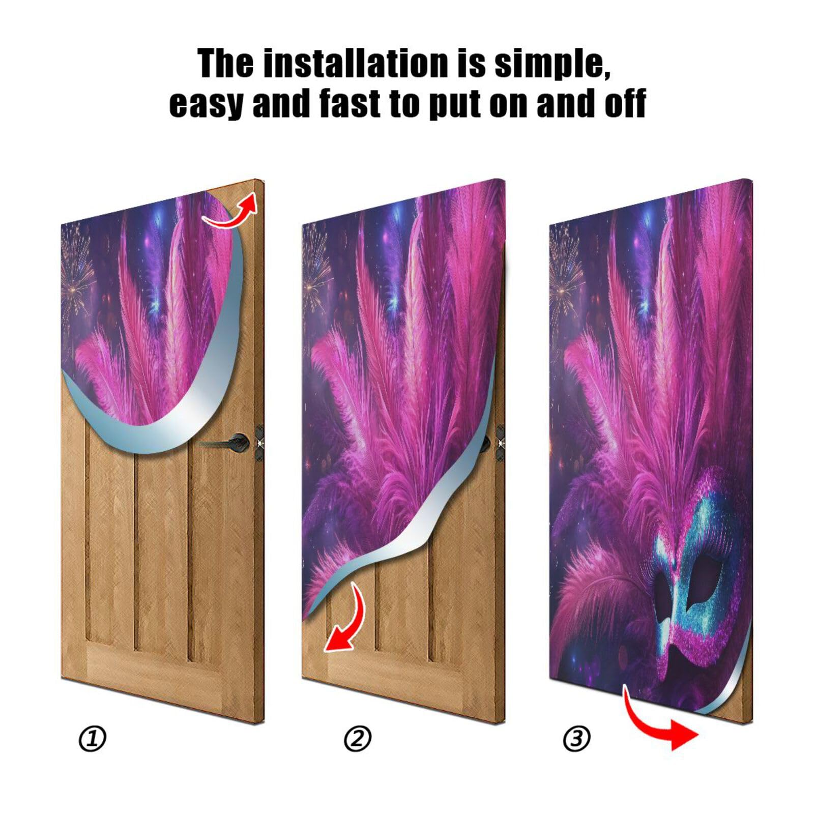 FLildon Carnival Masquerade Mask Pattern Door Cover Decoration, Party Accessory Porch Decor for Festive Ornament Room Door Covers 32 x 79 Inch