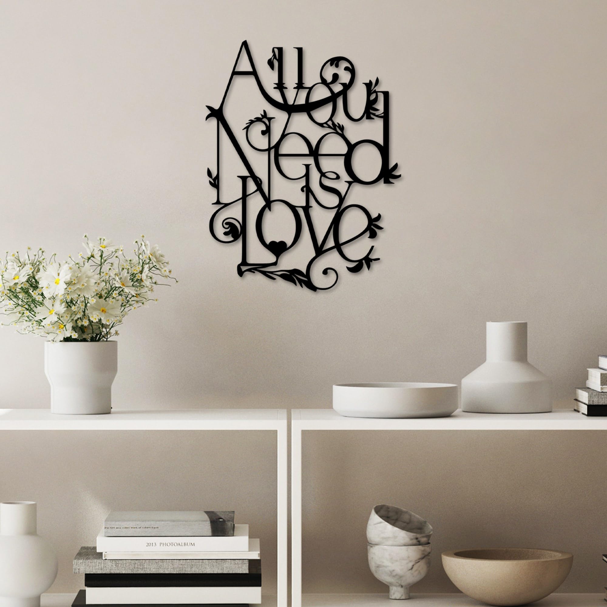 Stylish Black Decorative Metal Wall Accessory, 44 x 57 cm, 100% Metal, 1.5 mm Thickness, Lightweight (0.44 kg), Perfect for Modern Home Decor