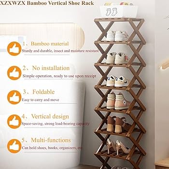 Amazon.co.jp: XZXWZX シューズラック 竹製折りたたみ式シューズ