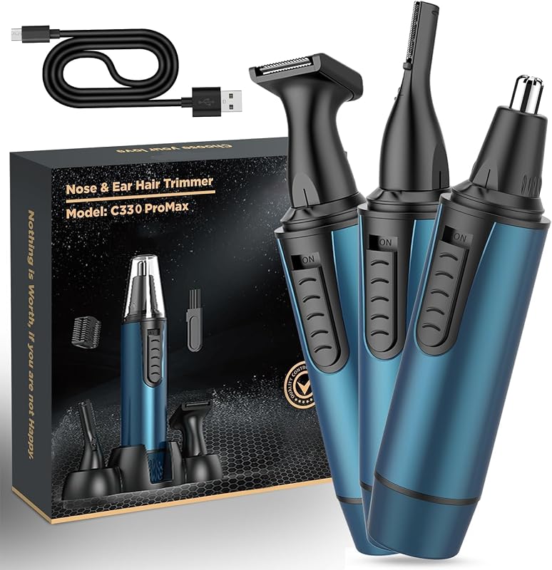Aparador 3 em 1 VEGITERIA para pelos do nariz, orelhas e sobrancelhas, recarregável via USB-C, IPX7
