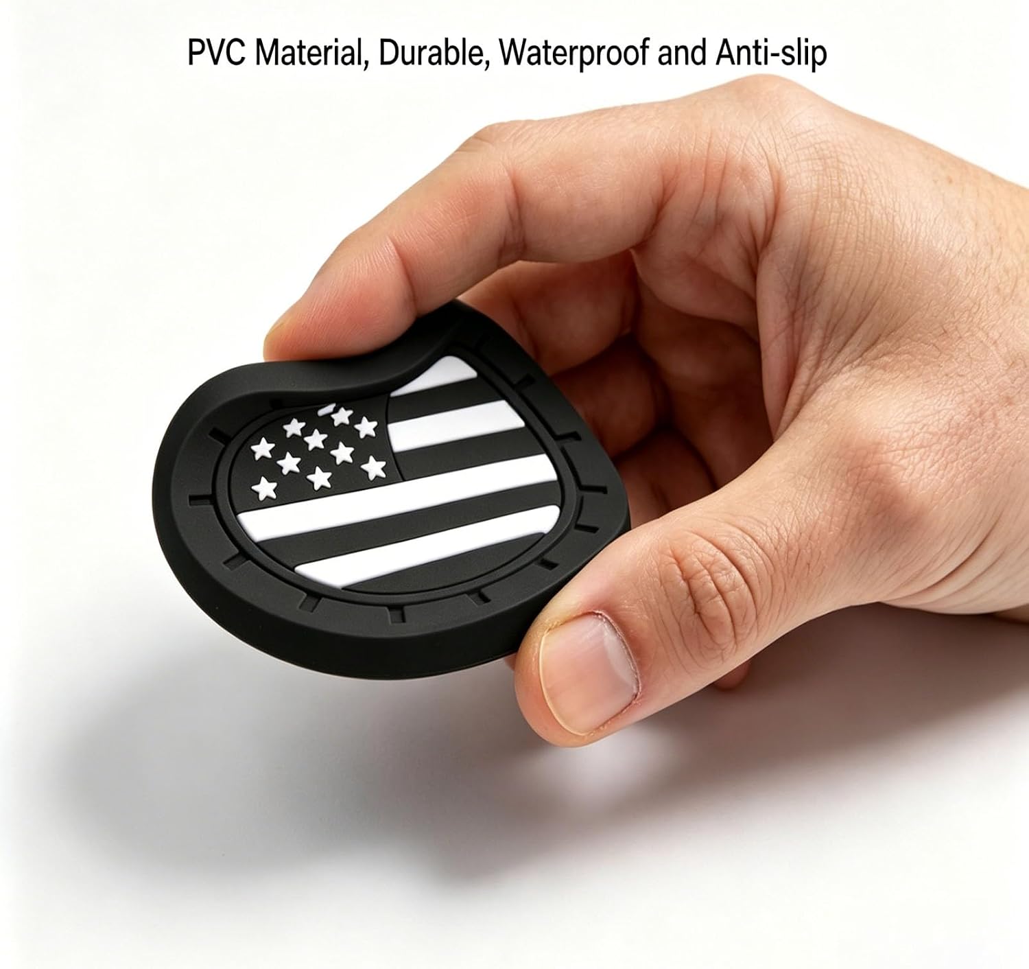 4 Pack Car Cup Holder Coaster, 2.75" American Flag Car Cup Coaster, Silicone Non-Slip Waterproof Drink Mat Black and White Universal for Most Cars SUVs and Trucks