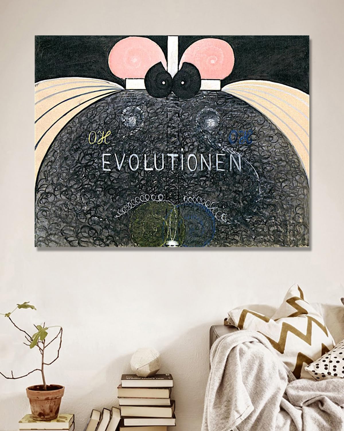 NHLDZYH Słynne wydruki artystyczne, (ewolucja, nr 07) autorstwa Hilma af Klint, abstrakcyjna sztuka współczesna, obrazy na płótnie do dekoracji domu. 50 x 65 cm tylko płótno
