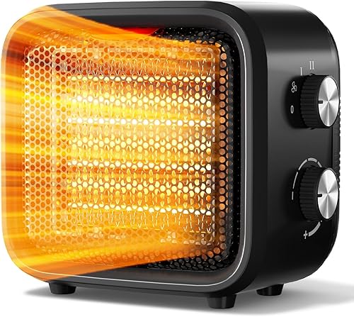 Miniatura 9 de Calentador de espacio pequeño, mini calentador de escritorio de 1500 W para oficina, calentador de cerámica PTC portátil con termostato,