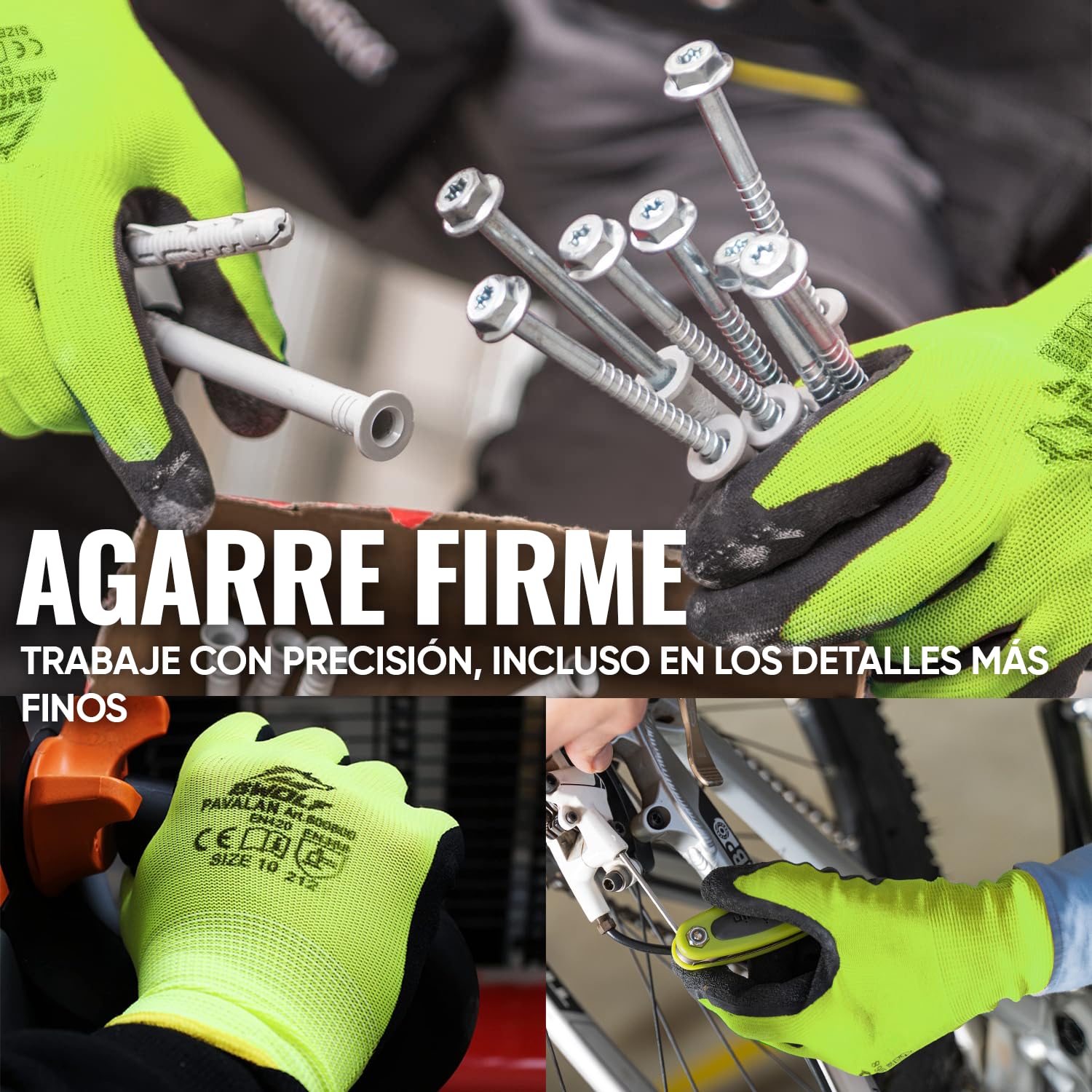 BWOLF PAVALAN 12/60 Pares de Guantes de Trabajo para Hombre y Mujer, Revestimiento de Látex Resistente, Antideslizantes y Flexibles, Ideales para Uso Industrial y Mecánico (12, 9)
