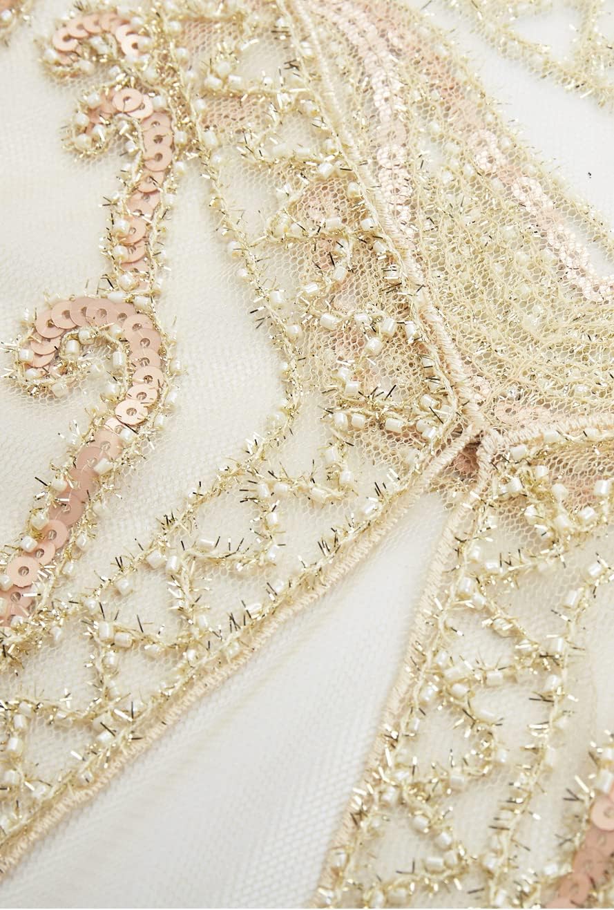 BABEYOND 1920s Shawl Wraps Sequin Beaded Evening Cape Bridal Shawl Bolero Flapper Cover Up - Image 5