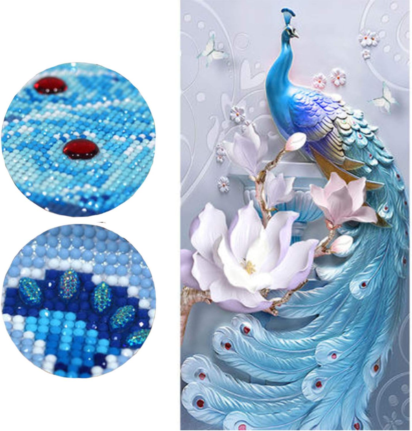 ANMUXI 5D Diamond Painting Kits Full Drill Special-Shaped 60X100CM Love of Peacock DIY Diamond Art for Stress-Relief & Home Decor