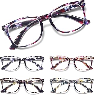 CCVOO 5 Pack Reading Glasses Blue Light Blocking Women/Men, Anti UV Ray/Glare Readers Fashion Eyeglasses with Spring Hinge