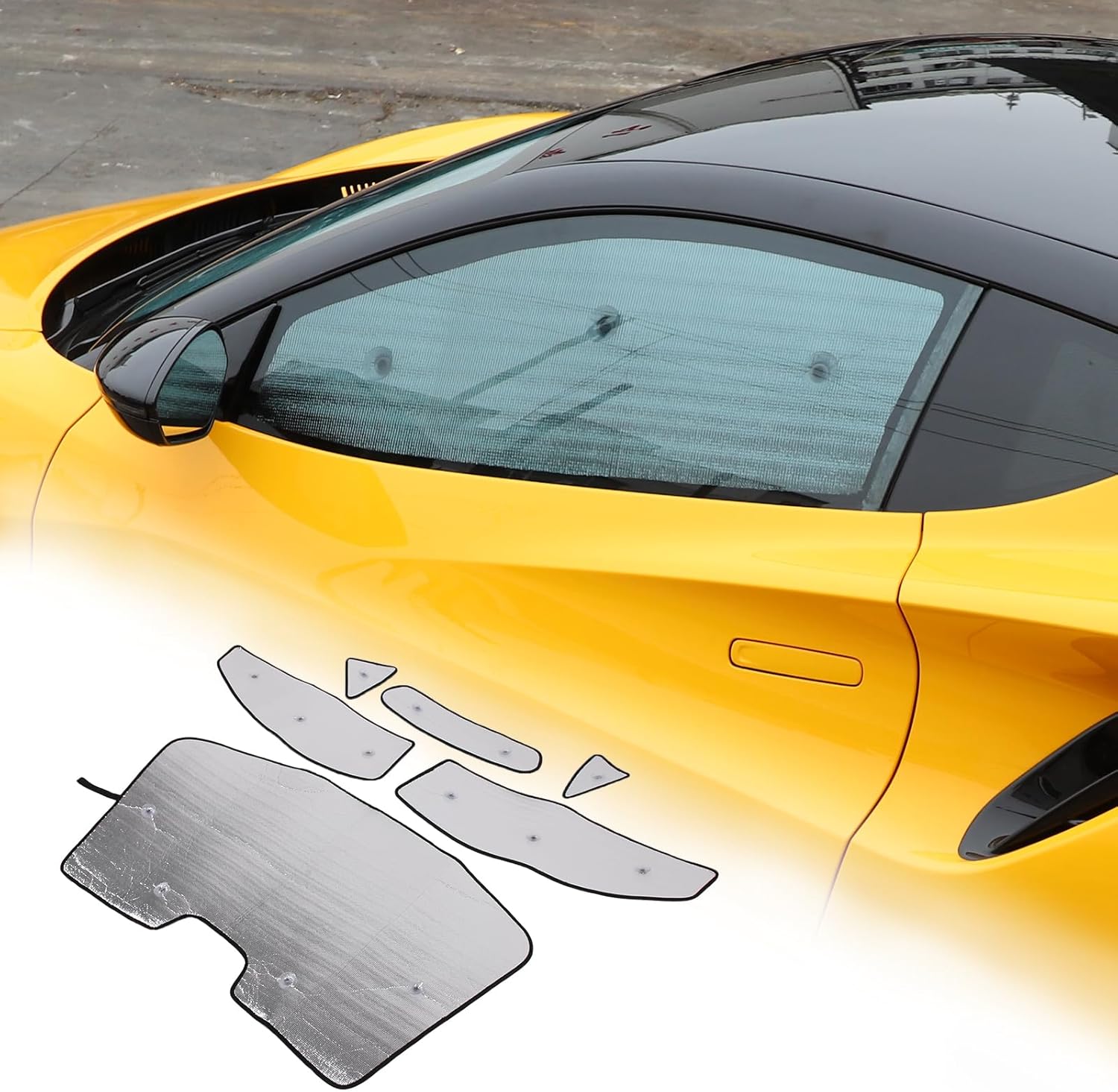 Car Windshield Sunshade Compatible with Lotus Emira 2021-2023,Interior Front Window Sun Visor,UV Protection Heat Shield Aluminum Foil Polyethylene Cotton Heat Shield 1PCS (6PCS)