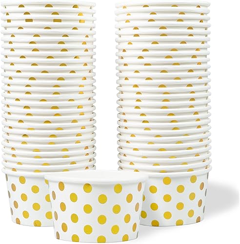 MATICAN Vasos de papel para helado, 50 cuencos de postre desechables de 16 onzas para alimentos calientes o fríos, suministros de fiesta de 16
