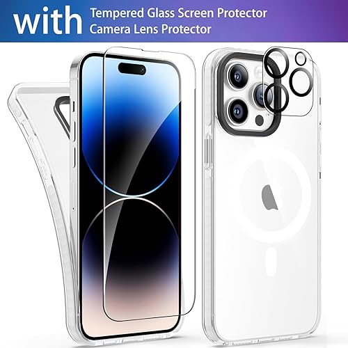 Miniatura 3 de Funda magnética transparente para iPhone 15 Pro Max con protector de pantalla + protector de lente de cámara compatible con Magsafe, bonita funda de