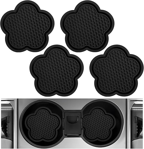 DXNQ 4 piezas de posavasos para automóvil, lindo tapete para portavasos de automóvil con forma de flor, inserto para portavasos antideslizante