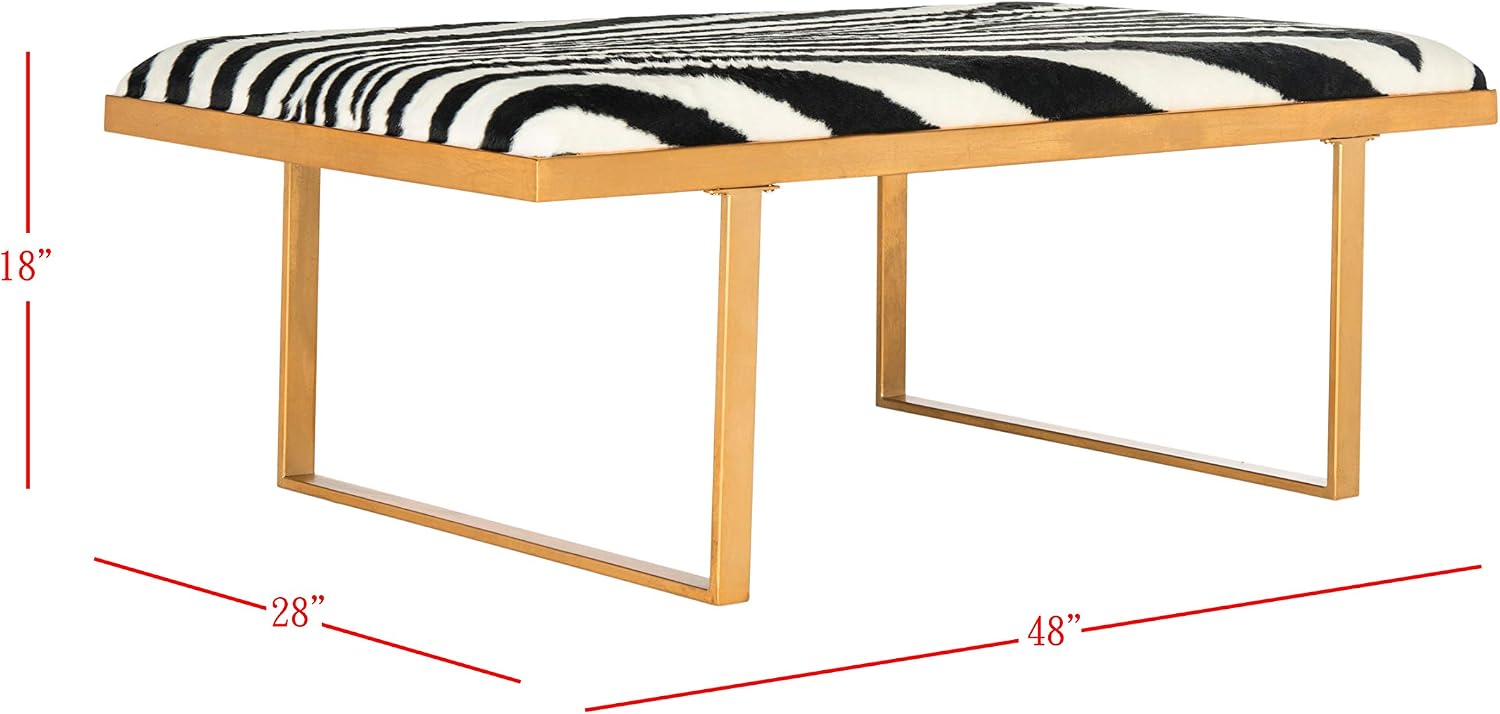 Safavieh Home Collection White and Gold Millie Zebra Loft Bench