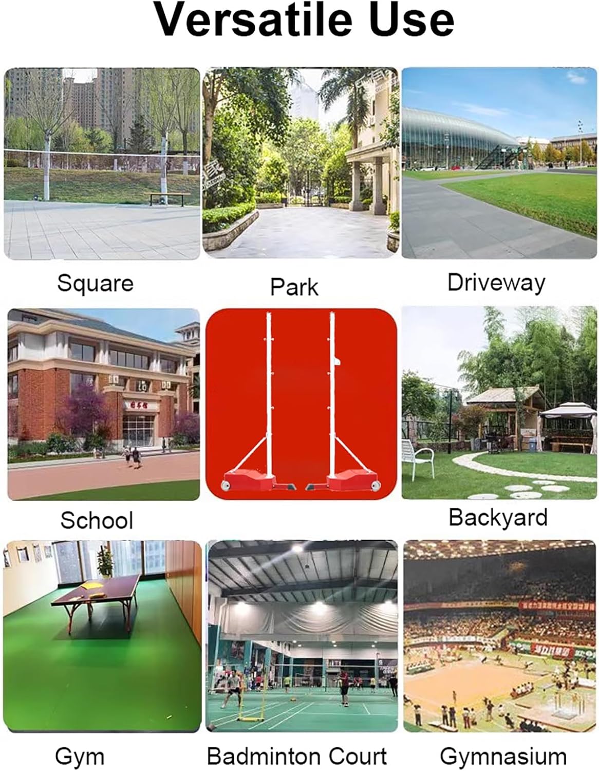 WDJBPSH Heavy Duty Badminton Net Rack, Large Recreational Sports Nets with Weighted Base & Replacement Netting, Parent-Child Family Backyard Games Equipment