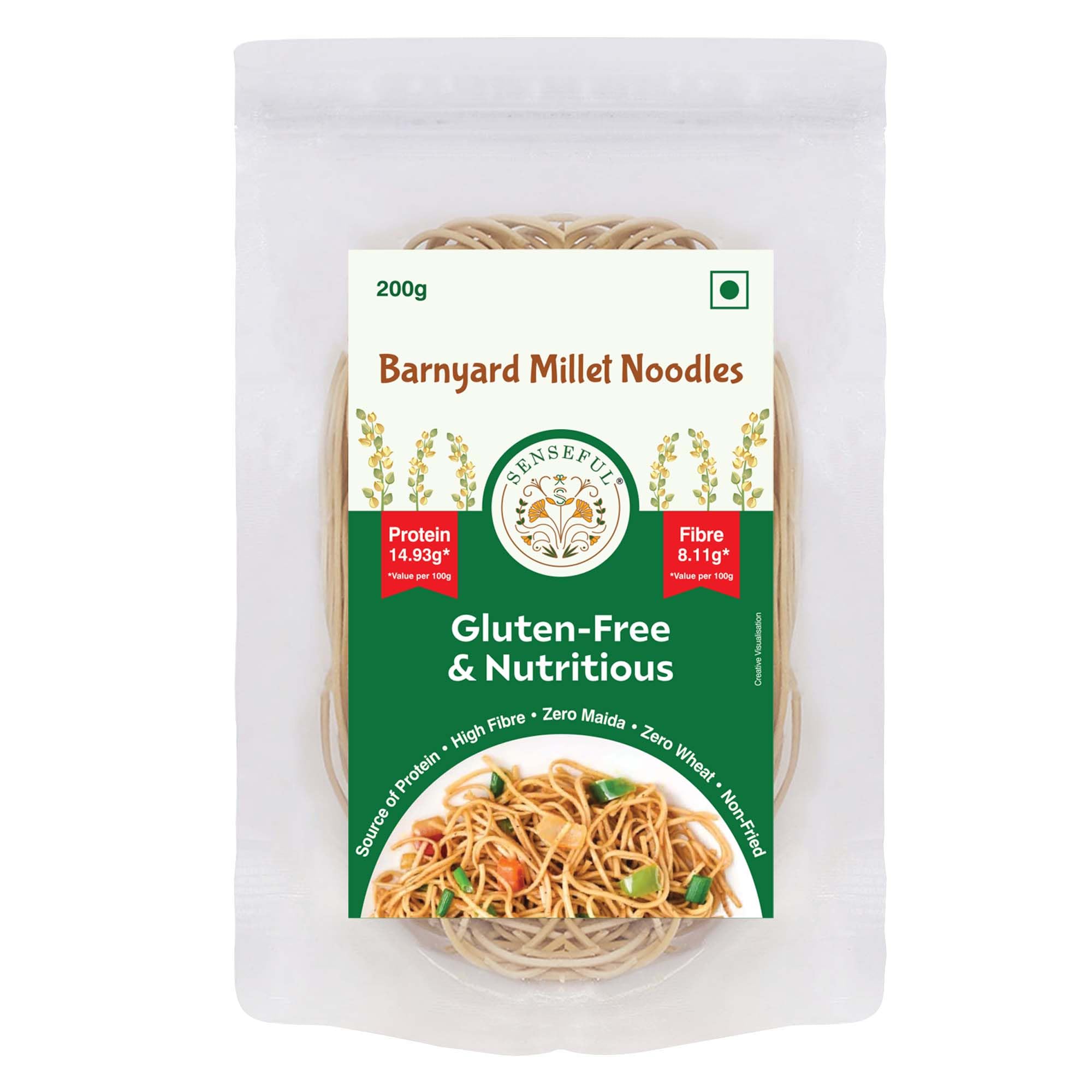 SENSEFUL Barnyard Millet Noodles - Gluten-Free, High Protein, Zero Maida, Zero Wheat, Non-Fried, Cholesterol Free & Trans-Fat Free - 200 gm (B0BWS81ZLP) Amazon Price History, Amazon Price Tracker