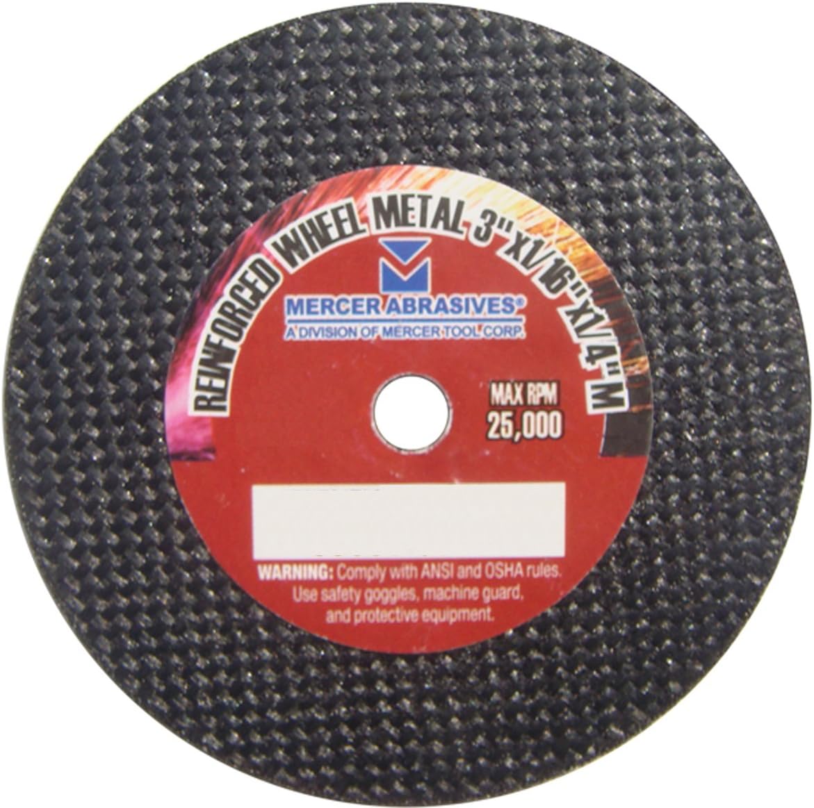 Mercer Abrasives 613070-100 Small Diameter High Speed Fully Reinforced Cut-Off Wheels 3-Inch by 1/16-Inch by 3/8-Inch M, 100-Pack