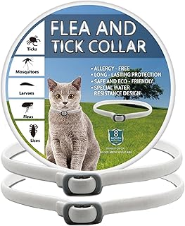 Cat Flea Collars 2 Pack, Flea Collar for Cats, Collar for All Sized Cats Lasting and Adjustable Water Resistant Tick Collar for Cats, Treatment Flea Collar 8-Month Durable Protection
