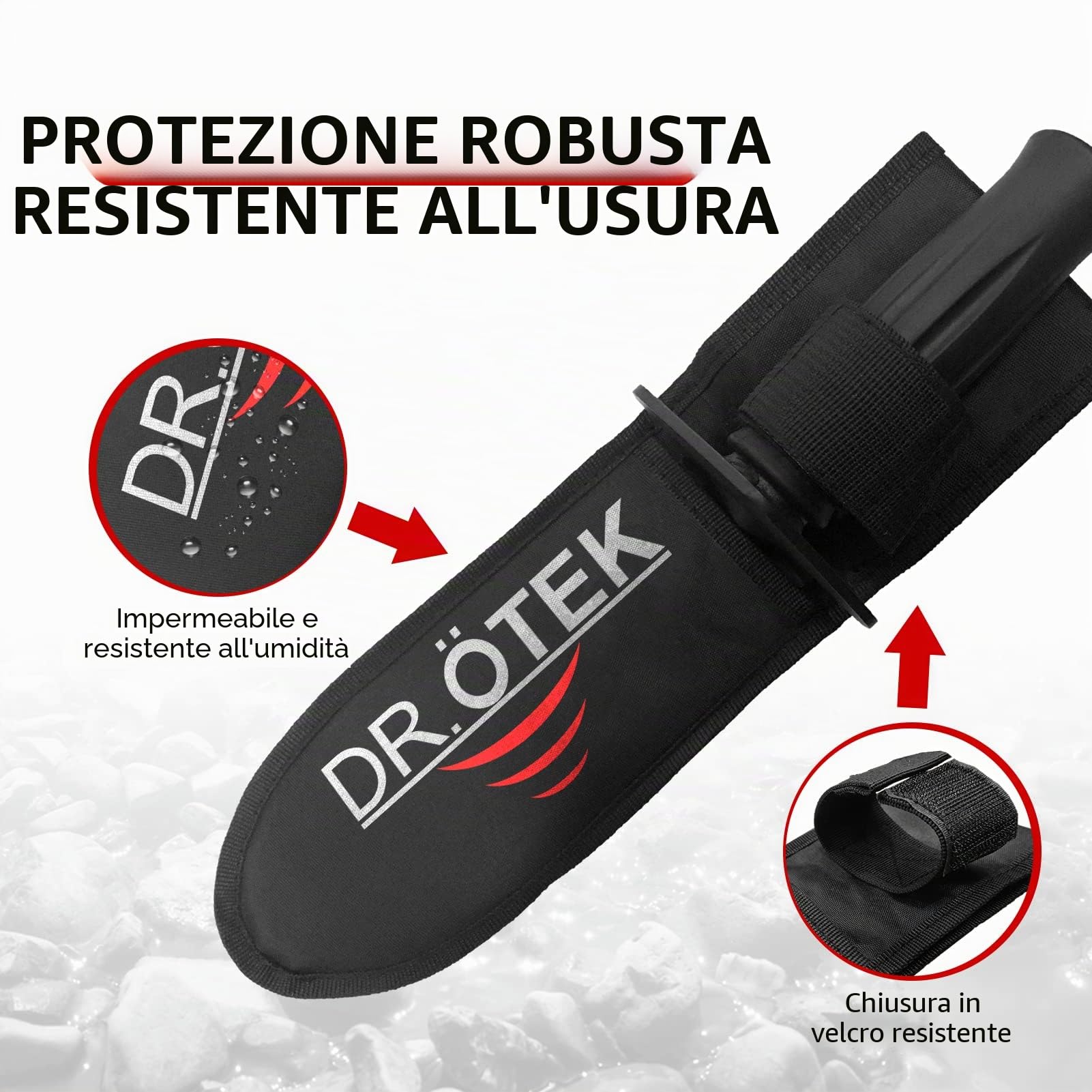 DR.ÖTEK Detectores De Metales Accesorios Pala Multifuncional, Edge Digger con Funda,Herramienta De Excavación con Escala de Medición de Profundidad para Jardinería, Camping, Paisajismo