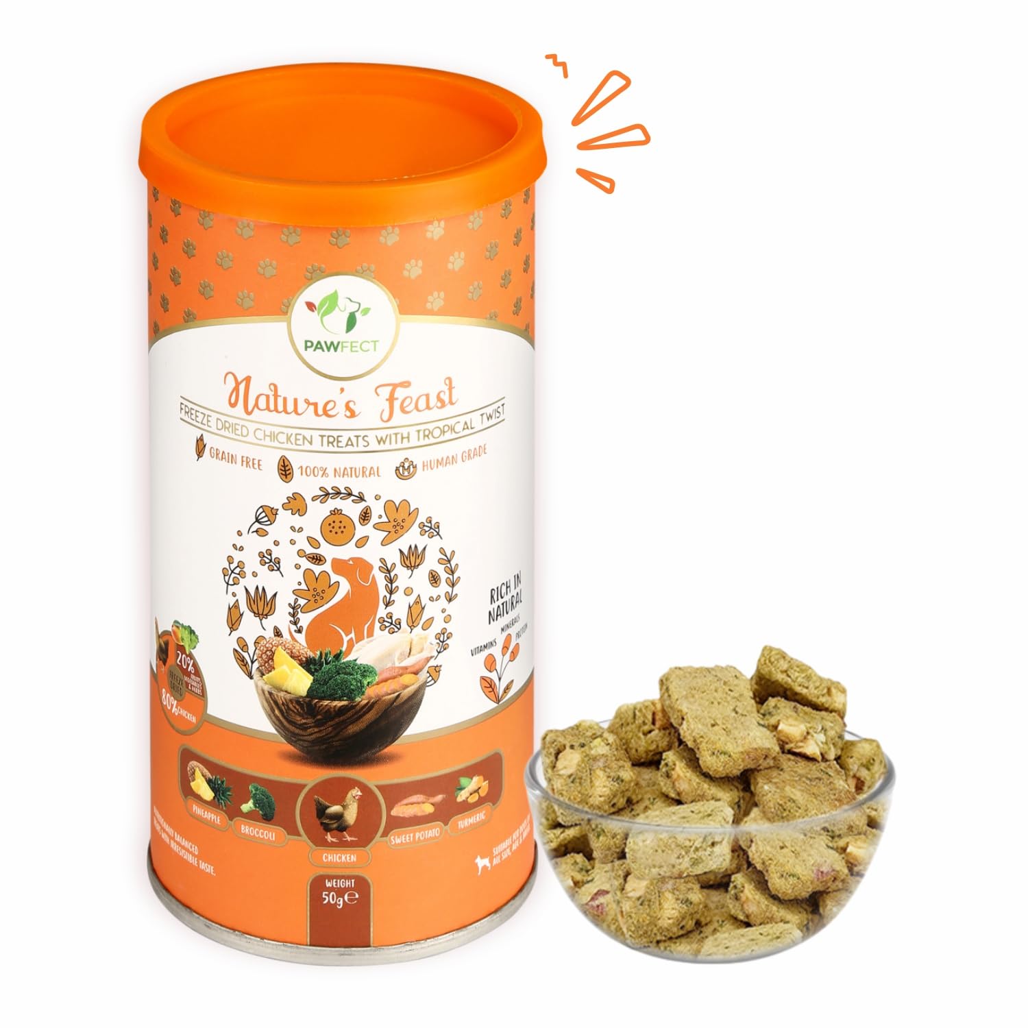 Freeze Dried Dog Treats: Chicken with Tropical Twist (80g/2.65oz)