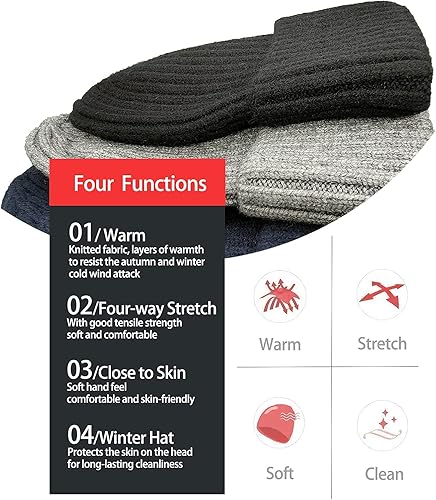 Miniatura 4 de Irzaki Gorro para hombre gorro de invierno para hombres y mujeres gorro de lana de punto con calavera para actividades al aire libre y uso diario