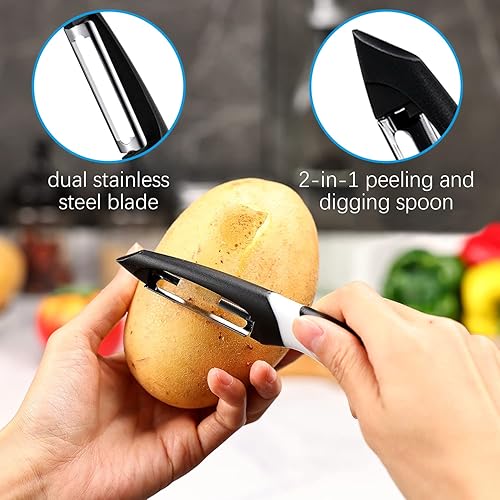 Miniatura 29 de Joyoldelf Triturador de papas de acero inoxidable resistente, herramienta de cocina integrada profesional y triturador de alimentos con mango