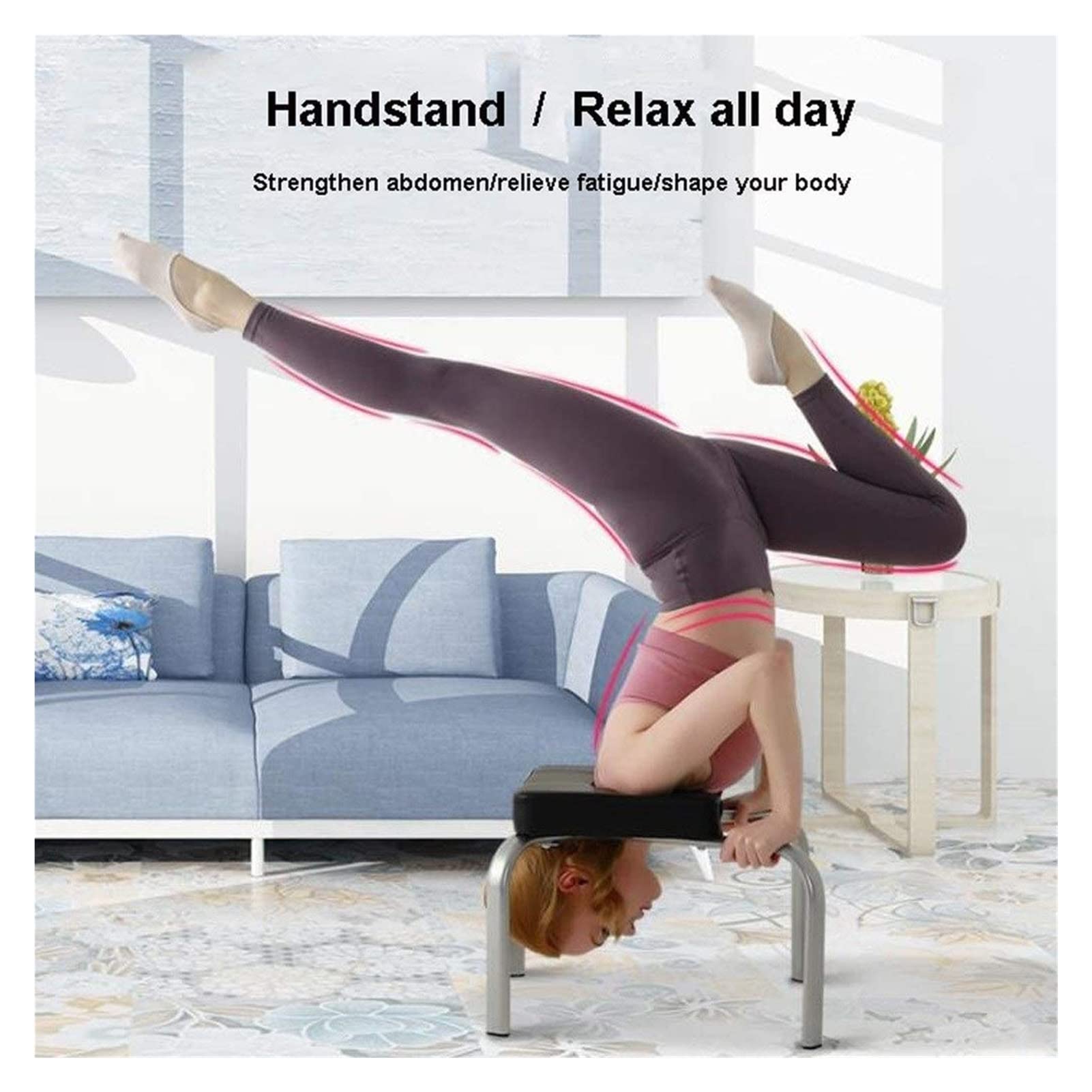 Yoga Headstand Bench Inversion Chair Upside Down Stool with Thick Cushion Multifunctional Indoor Sports Exercise Bench Fitness Equipment