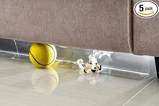 BOWERBIRD Clear Toy Blockers for Furniture - Stop Things from Going Under Couch Sofa Bed and Other Furniture - Suit for Hard Surface Floors Only