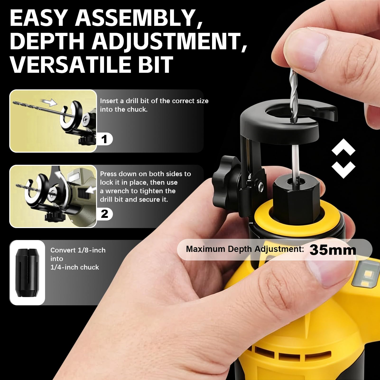 Taglierina rotante a batteria, compatibile con batteria da 20 V, strumento di taglio per cartongesso, set di seghe elicoidali senza fili, luce LED, 3 velocità 20000/25000/30000 giri/min, regolazione