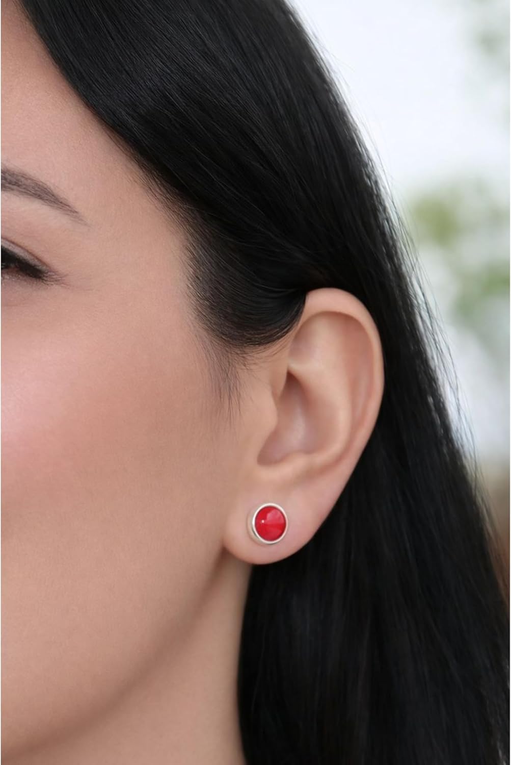 Sterling Silver 925 Round Gemstone Handmade Stud Earrings for Women & Men - Image 3