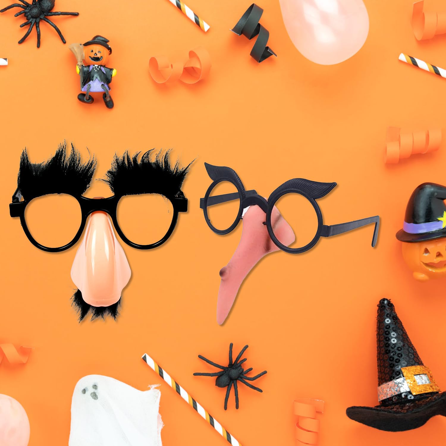 RmKbe 4pcs Halloween Nose Glasses and Witch Nose Glasses Funny Disguise Glasses with Nose Eyebrows Mustache for Halloween Party Decoration - Image 3